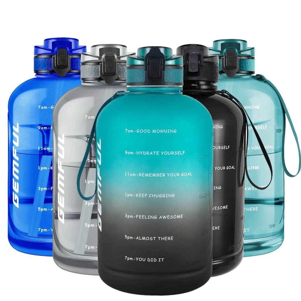 GEMFUL ขวดน้ําขนาดใหญ่ 3 ลิตรพร้อมเครื่องหมายเวลา BPA ฟรีเหยือกดื่มความจุขนาดใหญ่สําหรับกีฬา