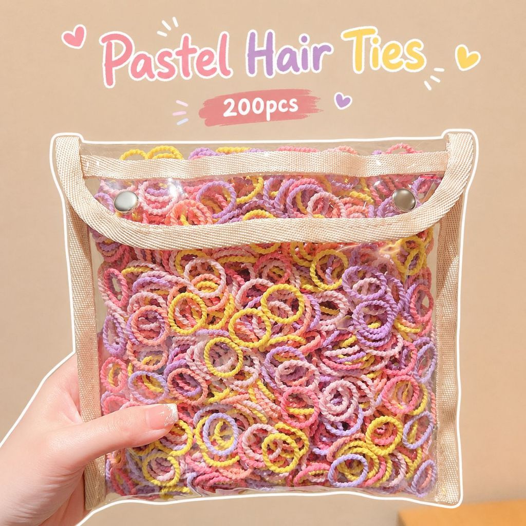 200ชิ้นเด็กสาวผูกผมขนาดเล็กยืดหยุ่นยางรัดยืดสูงไม่ดึงผมหางม้าที่มีสีสัน