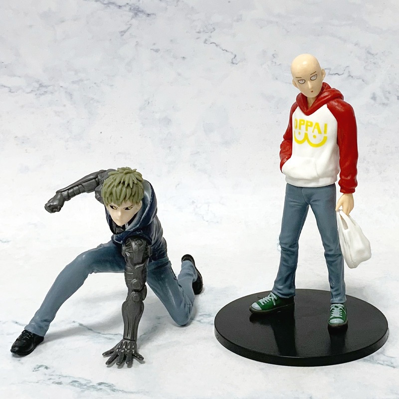 One Punch Man รูป Saitama Genos 2 รูปแบบ PVC อะนิเมะรุ่นฐานเดสก์ท็อปตกแต่งคอลเลกชันของขวัญ