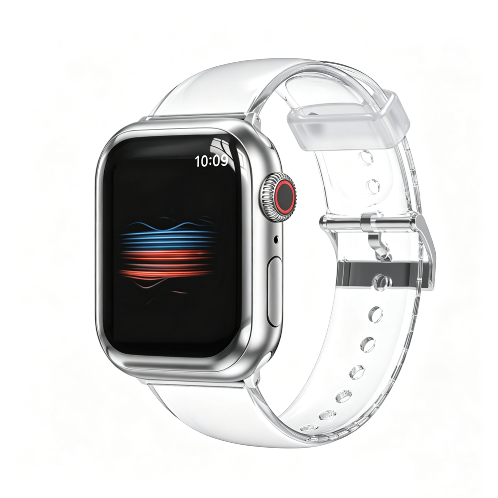 สายโปร่งใสสําหรับ Apple Watch band ห่วงซิลิโคนผู้หญิง Series 11/10/9/8/7/6/5/4/3/2/1 SE 38/40/41/42/44 มม.45 มม.46 มม.49 มม.