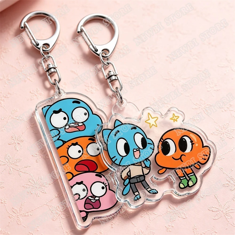 ร้อนน่ารักการ์ตูน Gumball Watterson พวงกุญแจสําหรับอุปกรณ์เสริมน่ารัก Darwin Watterson Tawog พวงกุญแ