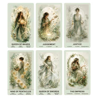 ไพ่ทาโรต์ The Verdant Hour Tarot, 78 บัตรทาร็อต, สไตล์สีน้ำ, คู่มือ PDF ภาษาอังกฤษและไทย, เป็นมิตรกับผู้เริ่มต้น