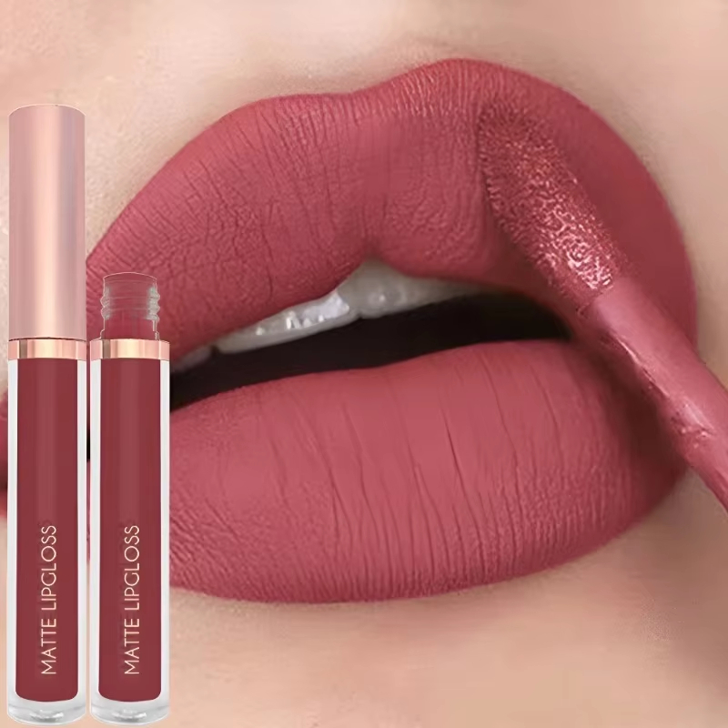 24H กันน้ํา Matte Velvet Lipgloss แต่งหน้ายาวนาน Non-stick Cup Lip Glaze Nude Liquid ลิปสติกเครื่องสําอาง