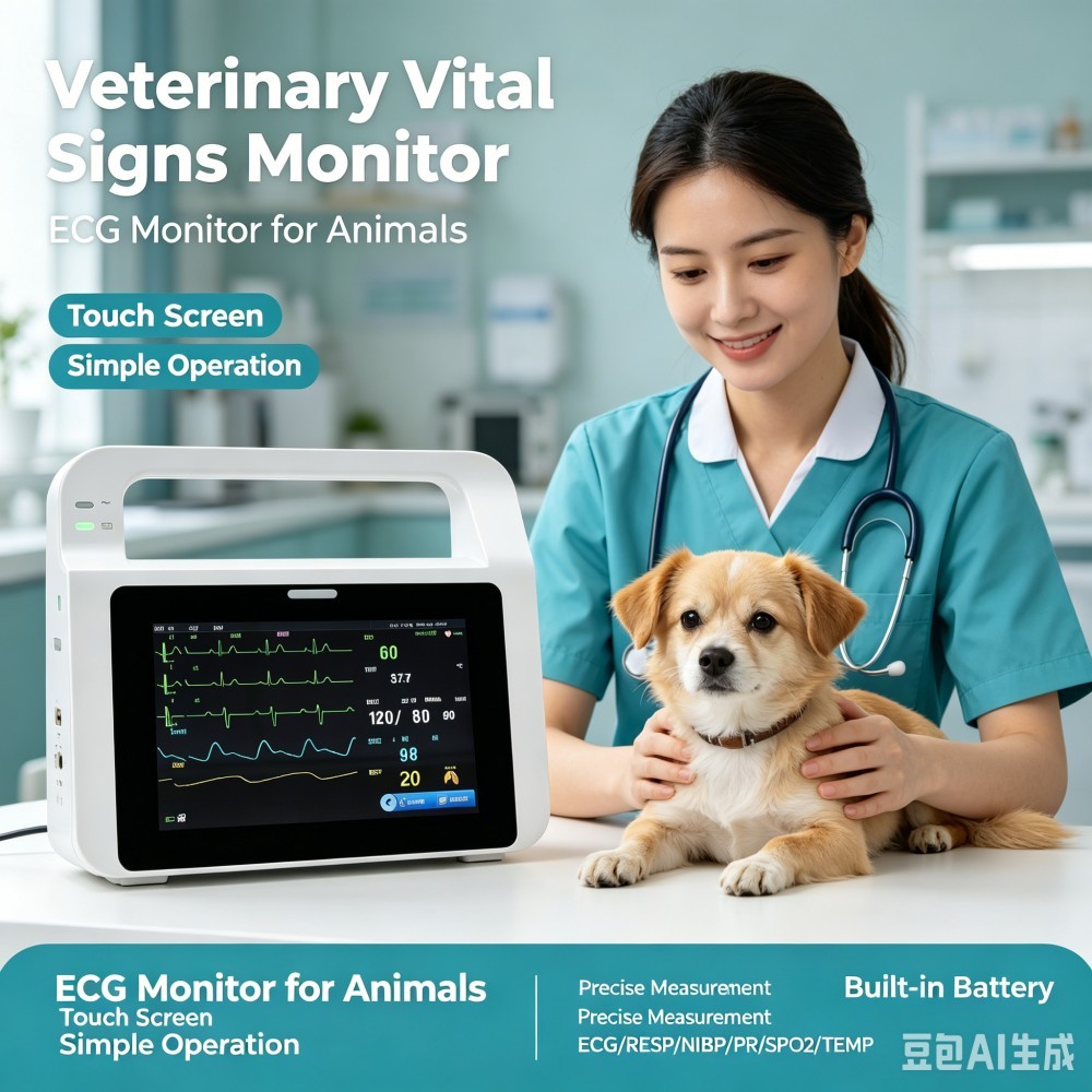 สัตว์เลี้ยงแบบพกพา Multi-Parameter Monitor Veterinary ECG Monitor สัตว์ Life Symbol Monitor ECG/RESP