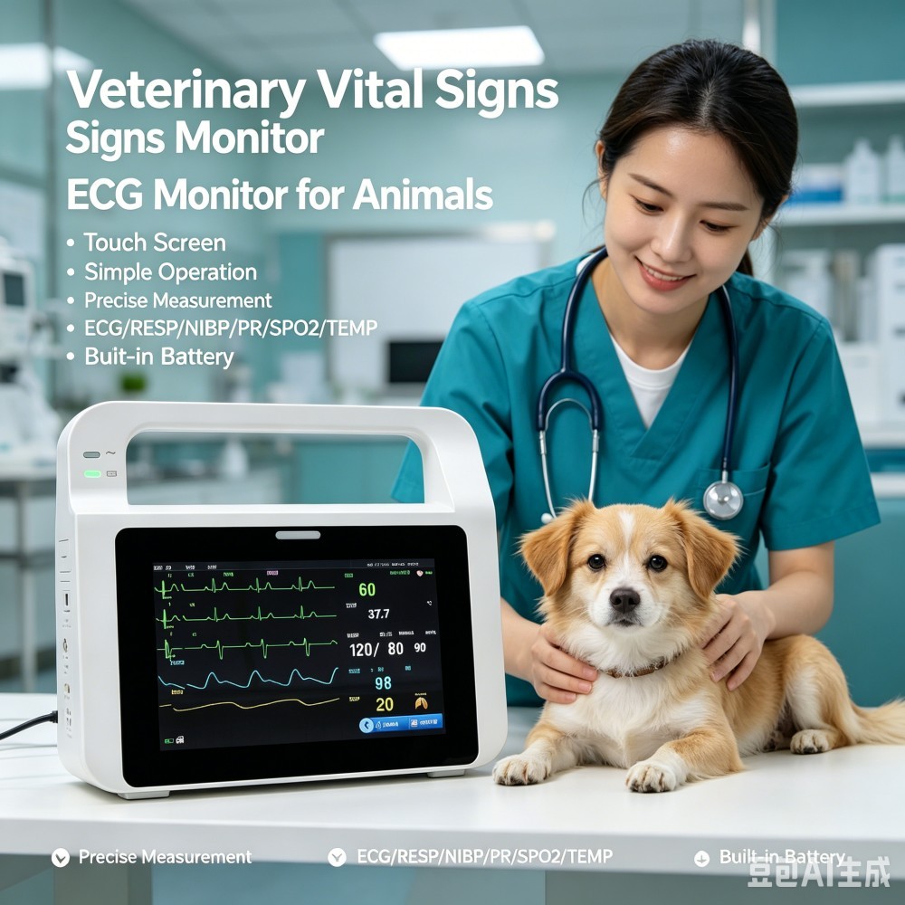 Veterinary Multi-Parameter Monitor สัตว์เลี้ยง ECG Monitor สัญลักษณ์ชีวิตสัตว์ Monitor ECG/RESP/PR/N