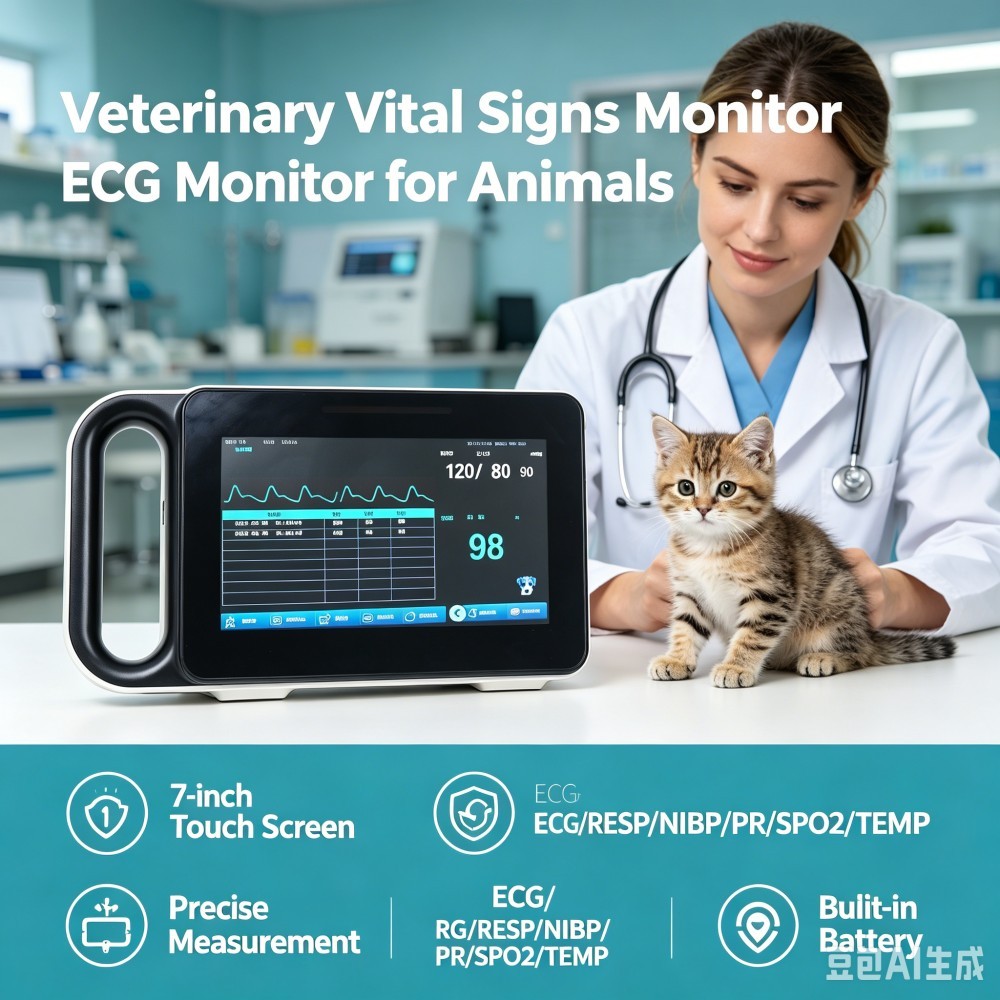 Vetrierian แบบพกพา Multi-Parameter Monitor หน้าจอสัมผัสสัตว์เลี้ยง Life Symbol Monitor สัตว์ ECG Mon