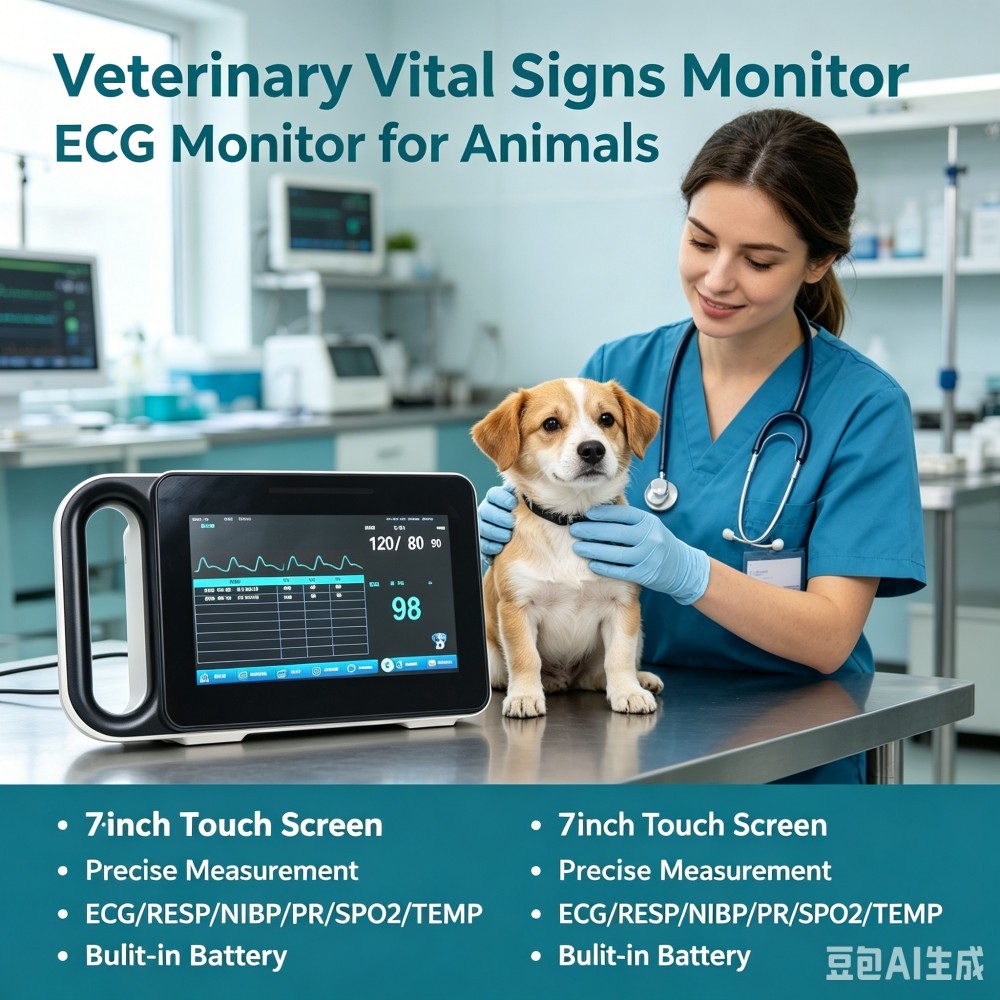 หน้าจอสัมผัสสัตว์เลี้ยง Life Sign Monitor แบบพกพา Veterinary ECG Monitor สัตว์โรงพยาบาล Multi-Parame