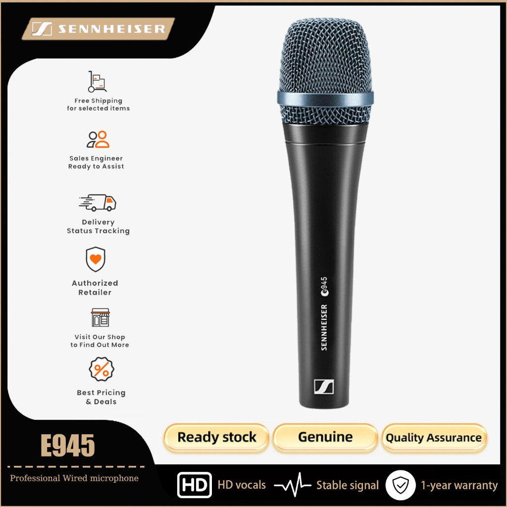 Sennheiser Professional E945 Dynamic Super-Cardioid Vocal Microphone สีดํา