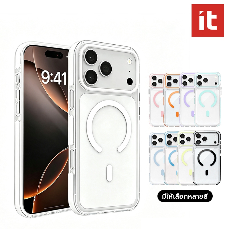 IT Magnetic & กันกระแทกสําหรับ iPhone 18 17 16 15 14 13 12 11 Pro Max Case | ป้องกันการตกหล่นเกรด, การควบคุมกล้อง, ผอมสําหรับ ไอโฟน 18/17 มือโปร สูงสุด เคสโทรศัพท์โปร่งแสง