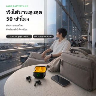 หูฟัง Realfit F3 Ultra ไร้สายบลูทูธ 6.0 ตัดเสียงรบกวนแอคทีฟ 45 เดซิเบล เบสแรงเสียงคมชัดคุณภาพสูง แบตฯ ใช้งานยาวนาน 50 ชม. ความหน่วงต่ำ 40ms ไมค์ชัดเจน รองรับแอปปรับแต่งเบสเอง