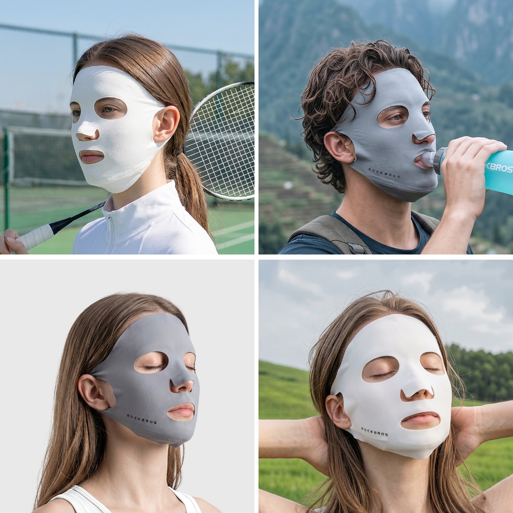 【พร้อมส่ง】ROCKBROS หน้ากากคลุมหน้าเต็มหน้า กันแดด UV ผ้าไอซ์ซิลค์ เย็นสบาย ระบายอากาศ สำหรับปั่นจักรยาน วิ่ง และกีฬากลางแจ้ง — صورة 7