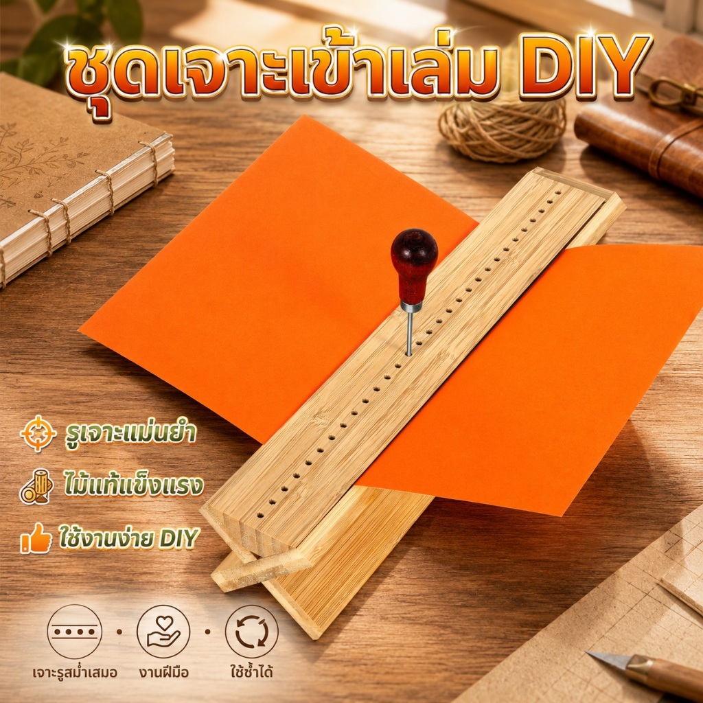 Stable Book Binding Cradle พร้อมคู่มือเจาะแบบพกพา Bookbinding Punching Cradle พร้อม Awl อเนกประสงค์ Bookbinding Supplies SHOPTKC0191