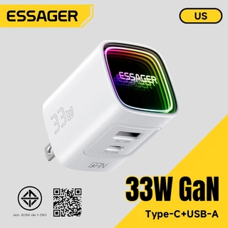 เครื่องชาร์จเดินทาง Essager 33W GaN พร้อม A+C, เอฟเฟกต์กระจกชั้นแสงแบบควบคุมได้