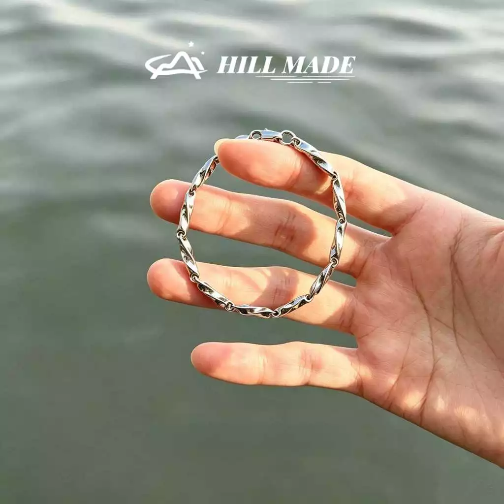 สร้อยข้อมือ Mobius เหล็กไทเทเนียมพื้นฐานสําหรับผู้ชายและคู่/ทุกวันแฟชั่นอเนกประสงค์ไม่ซีดจาง Wristchain HMB85