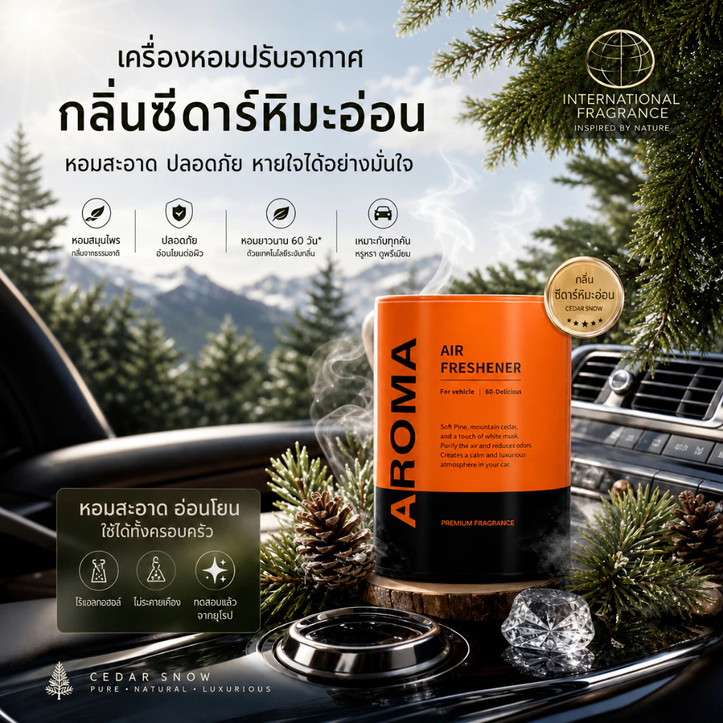 บาล์มน้ำหอมติดรถยนต์ ดับกลิ่นอับ น้ำมันหอมระเหยแท้ 100% สำหรับ Alphard / VIP ทนความร้อน ไม่หก ไม่เวียนหัว มินิมอล