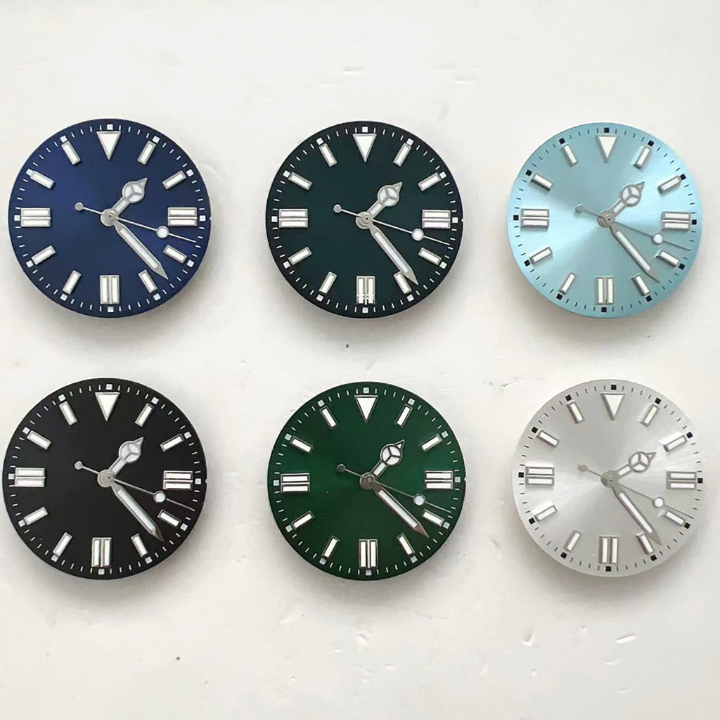 28.5 มม.นาฬิกา Dial + นาฬิกามือสามเหลี่ยม 12 oclock ชั่วโมง Marker นาฬิกาอุปกรณ์เสริมสําหรับ NH35/36