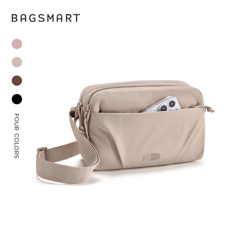 BAGSMART กระเป๋าสะพายข้างผู้หญิง Crossbody Bag ปรับสายได้ มีหลายช่อง น้ำหนักเบา ทรงพัฟฟี่ สำหรับใช้ประจำวันและเดินทาง