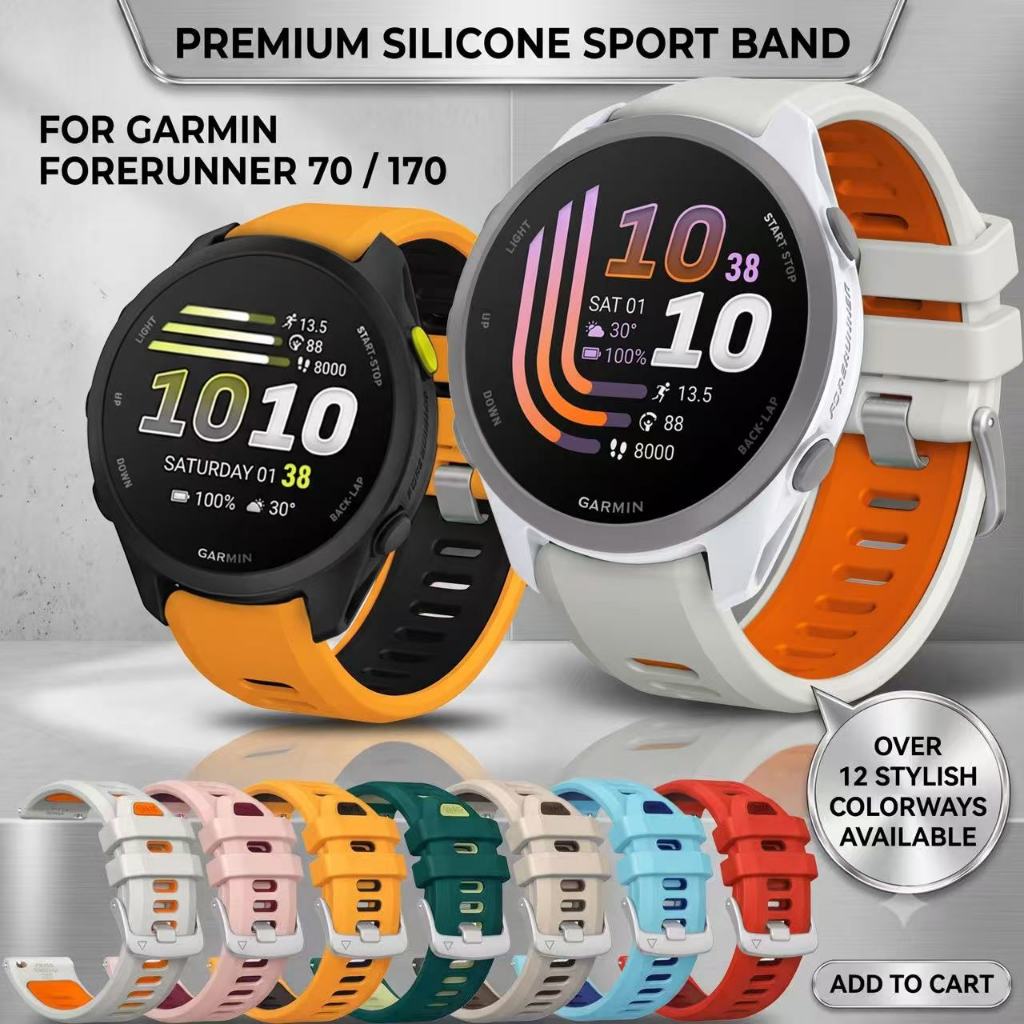 ซิลิโคนสายกีฬาสําหรับผู้เบิกทาง Garmin 70/170/165/245/570 42 มม.สําหรับ Garmin Vivoactive 5/3/Venu SQ2 เปลี่ยนสายรัดข้อมือ Anti Rust Pin Buckle
