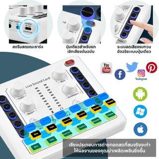 INSMART ชุดการ์ดเสียง มัลติฟังก์ชั่น ลดเสียงรบกวนอัจฉริยะ สําหรับไลฟ์สด บันทึกเสียง พอดแคสต์ YouTube