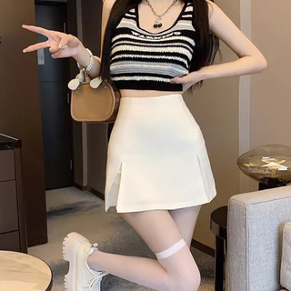 【ส่งไวจากไทย】MSD ผู ้ หญิงฤดูร ้ อนสาวร ้ อนเอวสูง A-line Slit กระโปรงสะโพก