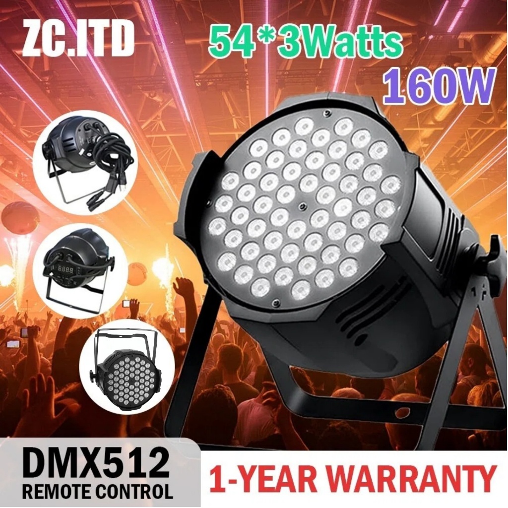 ไฟพาร์ 54LEDX3W 4in1 DMX512 โหมด ไฟพาร์ ไฟเธค ไฟดิสโก้ ไฟปาร์ตี้อุปกรณ์แสงพิเศษสำหรับปาร์ตี้โคมไฟตั้งเวทีโคมไฟดิสโก้