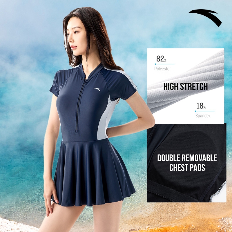 ANTA ผู้หญิงกีฬาชุดว่ายน้ํา One Piece Professional Sporty สบาย Breathable 1826332462