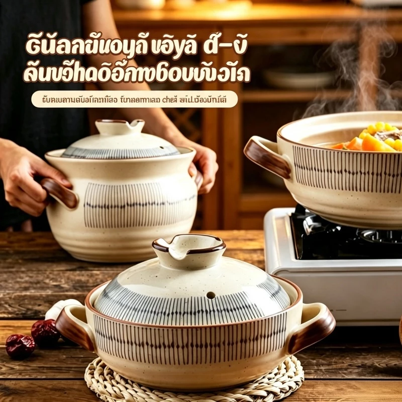 Ready stock guarantee หม้อตุ๋นสไตล์ญี่ปุ่นในครัวเรือนเตาแก๊สทนอุณหภูมิสูงเฉพาะหม้อดินเผาหม้อสตูว์ข้าว