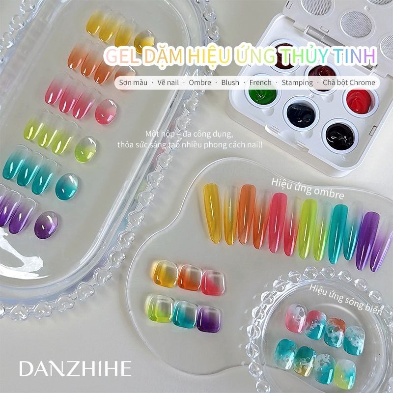 ยาทาเล็บเจลสีมาการองใหม่ 6 เฉดสี สไตล์การวาดภาพสีน้ำมัน ยาทาเล็บ Pat กาว Delicate หนาสูง Saturation Blooming Gradient No-Wash ยาทาเล็บ 6 Grid Series
