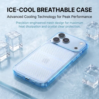 สําหรับ iPhone 11/12/13/14/15/16/17 Pro Max Cooling เคสโทรศัพท์ระบายอากาศ, TPU + PC กันกระแทก Anti-Drop,ตาข่าย Cooling,ป้องกันเลนส์เต็ม,ลื่น,ป้องกันลายนิ้วมือ,หลายสี