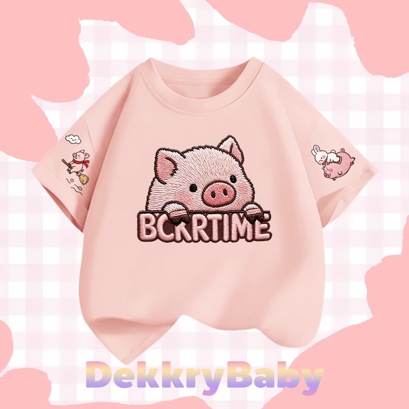 【พร้อมส่ง】Dekkry Baby ลายพิมพ์ลูกหมูน่ารัก หน้าร้อน แฟชั่น แมตช์ง่าย เสื้อยืดเด็กหญิง แขนสั้น ทรงหลวม สวมใส่สบาย เสื้อยืดเด็ก YG3578