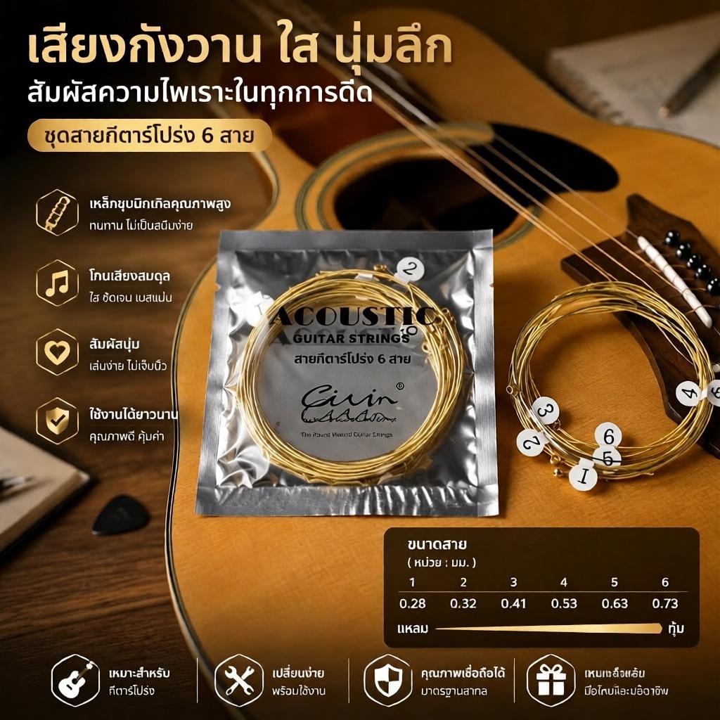 [12h Ship]IMMO 1 ชุด 6 ชิ้นฝึกสายกีต้าร์เหล็กชุบ Niel สําหรับกีตาร์โปร่ง TH