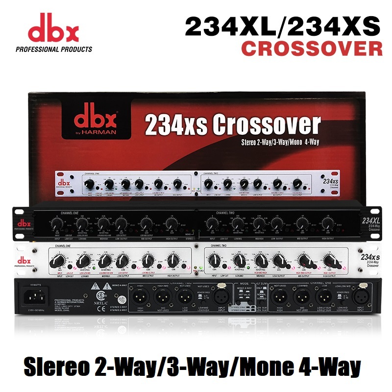 Dbx 234XS/234XL ครอสโอเวอร์อิเล็กทรอนิกส์ระดับมืออาชีพ, สเตอริโอ 2/3 ช่อง, ช่องแยกโมโน 4 ช่อง, อินเท