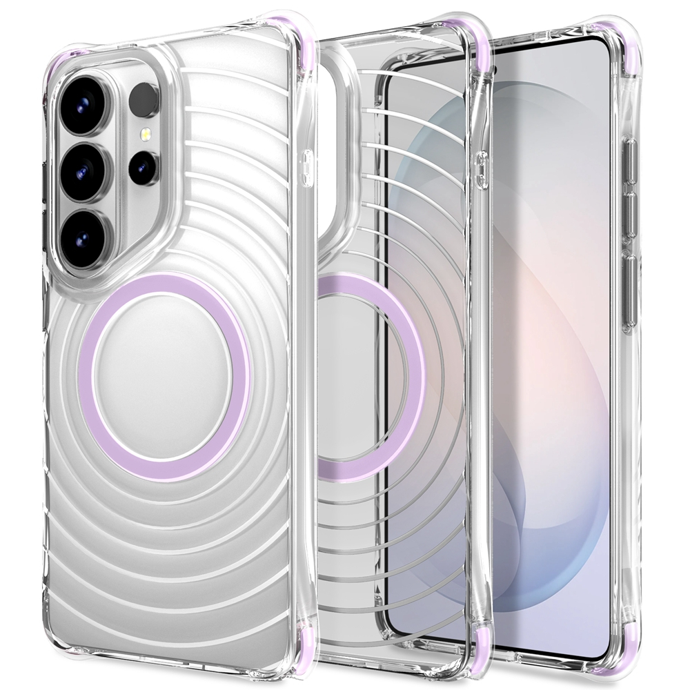 ถุงลมนิรภัยกันกระแทก Ripple รูปแบบเคสโทรศัพท์สําหรับ Samsung Galaxy S24 S25 S26 FE S23 Ultra S25 Plus Clear Soft ฝาครอบชาร์จแม่เหล็ก
