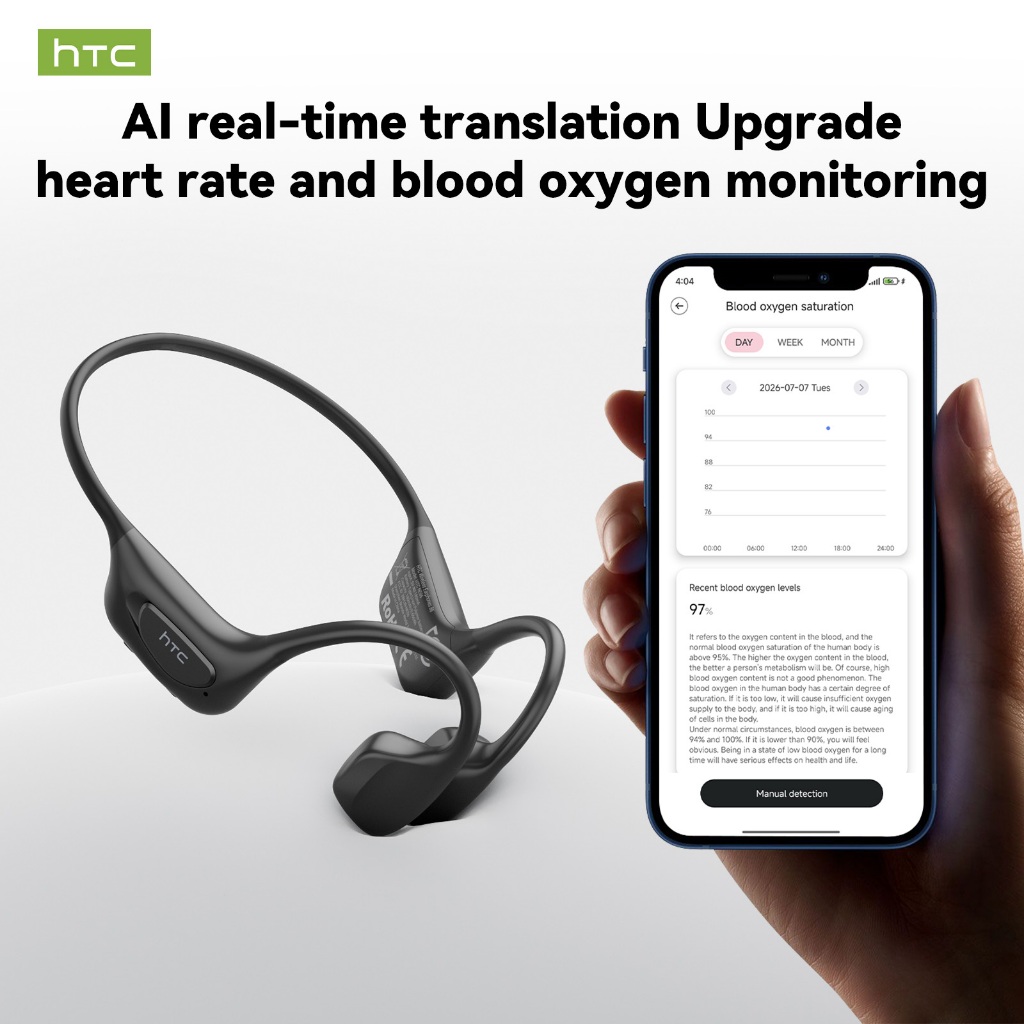 HTC NE86 Bone Conduction หูฟัง AI Translator IPX8 ว่ายน้ํากันน้ํา 32GB MP3 บลูทูธ 5.3 Heart Rate เคร
