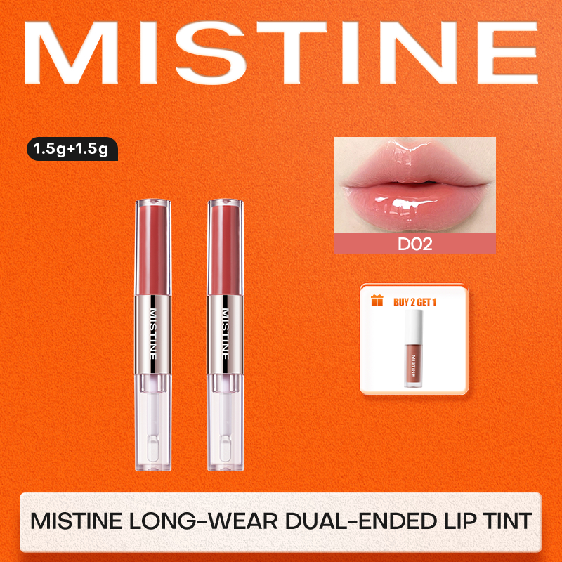 【New！】MISTINE Drunk Blush Long-Wear Dual-Ended Lip Tint | One Swipe for Radiant Dual-Finish Lips | Long Lasting Smudge Proof No Transfer | Smooths Lip Lines | 1.5g + 1.5g