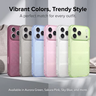 สําหรับ iPhone 11/12/13/14/15/16/17 Pro Max Cooling เคสโทรศัพท์ระบายอากาศ, TPU + PC กันกระแทก Anti-Drop,ตาข่าย Cooling,ป้องกันเลนส์เต็ม,ลื่น,ป้องกันลายนิ้วมือ,หลายสี