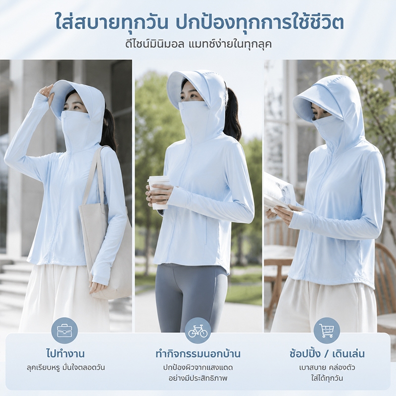 GENIO LAMODE جاكيت حماية من الشمس Icing بسحاب UPF200+ (S-2XL) — صورة 5