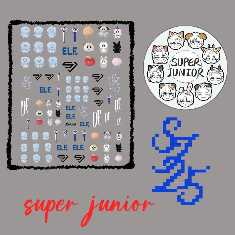 เวลาจํากัด Super Junior ELF สินค้าสติ๊กเกอร์แต่งเล็บการ์ตูนคู่มือเคสโทรศัพท์ตกแต่งสติกเกอร์เชียร์แบรนด์ใหม่