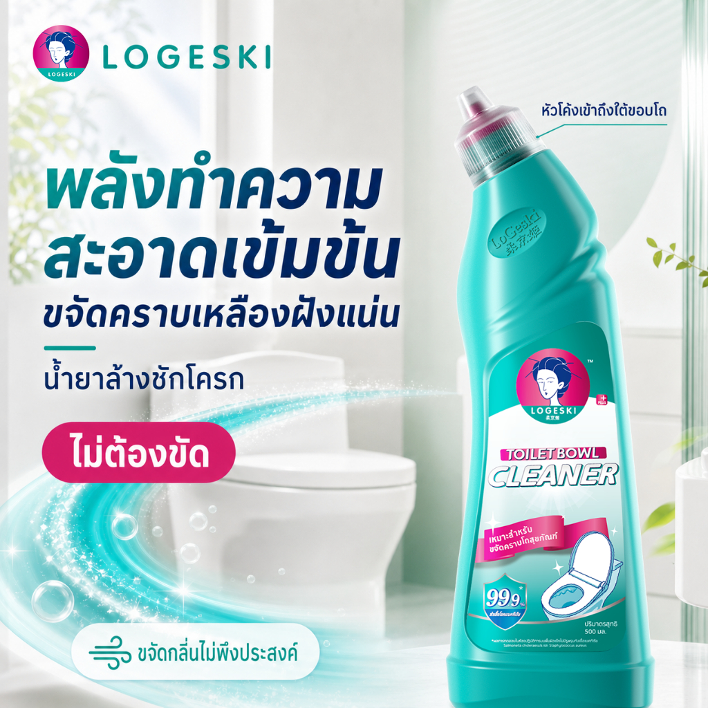 LOGESKI น้ำยาล้างโถสุขภัณฑ์ ขจัดคราบเหลืองและคราบปัสสาวะ ไม่
