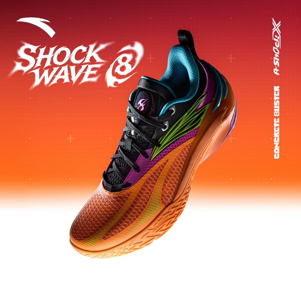 ANTA Shock Wave 8 ผู้ชายกีฬารองเท้าบาสเก็ตบอลสวมใส่ลื่นระบายอากาศสนับสนุน 1126C1111