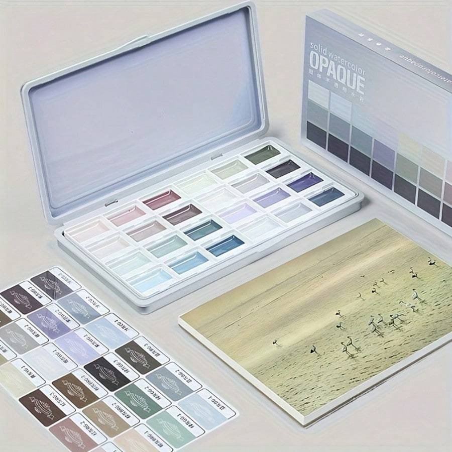 Artist Semi-Moistสีน้ําชุด-Professionalสีน้ําชุดสี,24 Pigment-RichHigh Tinted Strengthชุดน้ําสําหรับอุปกรณ์ศิลปะ