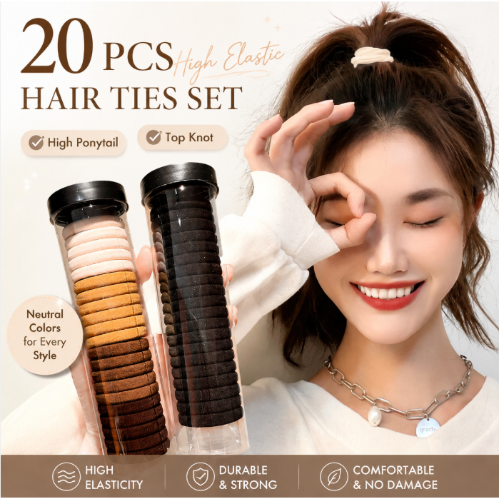 20ชิ้นผูกผมนุ่มสําหรับผู้หญิงสาวไม่ดึงไม่หักวงผมยืดหยุ่นอุปกรณ์ผมหางม้าที่มีสีสัน