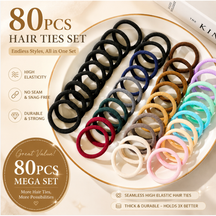 80ชิ้นที่ไร้รอยต่อผูกผมไม่มีความเสียหายยืดหยุ่นผ้าวงผมที่แข็งแกร่งถือนุ่มผู้ถือผมหางม้า