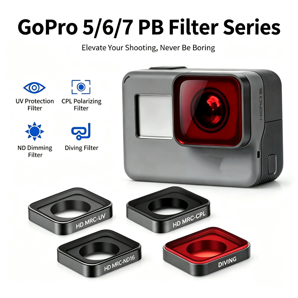 ตัวกรองไล่ระดับสีลดแสงเหมาะสําหรับ GoPro hero 5 6 7 กล้องสีดํา UV CPL ND8 ND16 ND32 ND64 เลนส์ลดแสงก