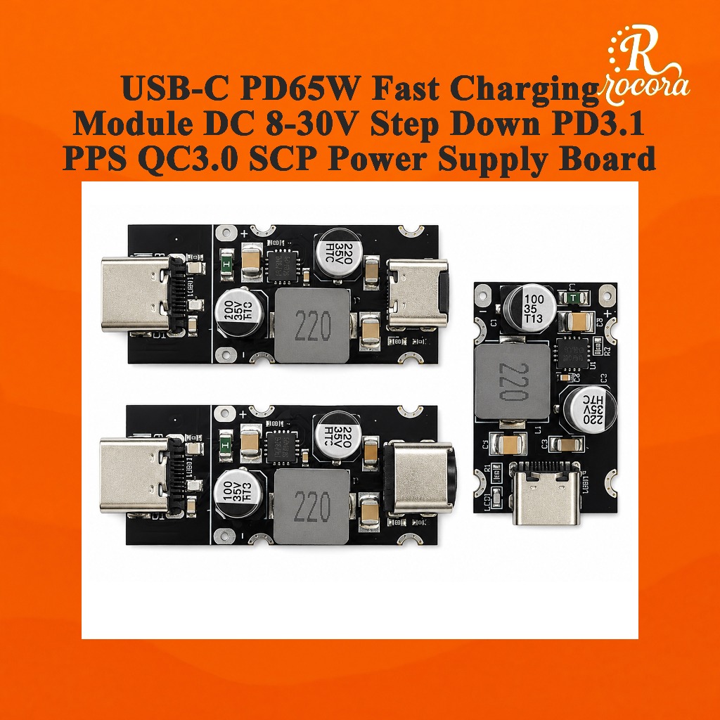USB-C PD65W Fast Charging โมดูล DC 8-30V ขั้นตอนลง PD3.1 PPS QC3.0 SCP Power Supply Board DC5521 DC5525
