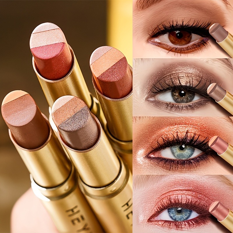 อายแชโดว์สามสี Stick Gradient Delicate Shiny กันน้ํา Glitter Eye Shadow กันน้ํา Long-Lasting Eye เครื่องสําอาง