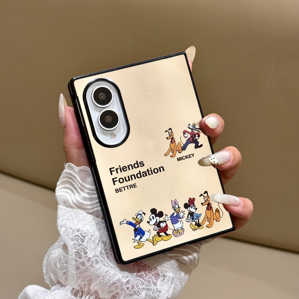 กระจกเงา การ์ตูนน่ารัก Donald Duck พับเคส Samsung Galaxy Z Fold8 Wide Z Fold8/Ultra/7/6/5 Case PC ป้