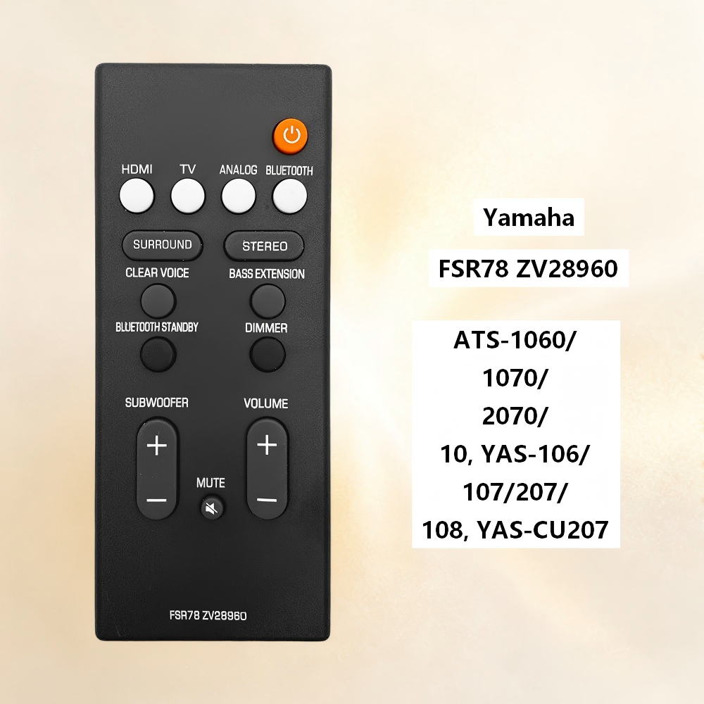 เหมาะสําหรับรีโมทคอนโทรลลําโพงบาร์ Yamaha FSR78 ZV28960 เข้ากันได้กับ ATS-1060/107070/10, YAS-106/10