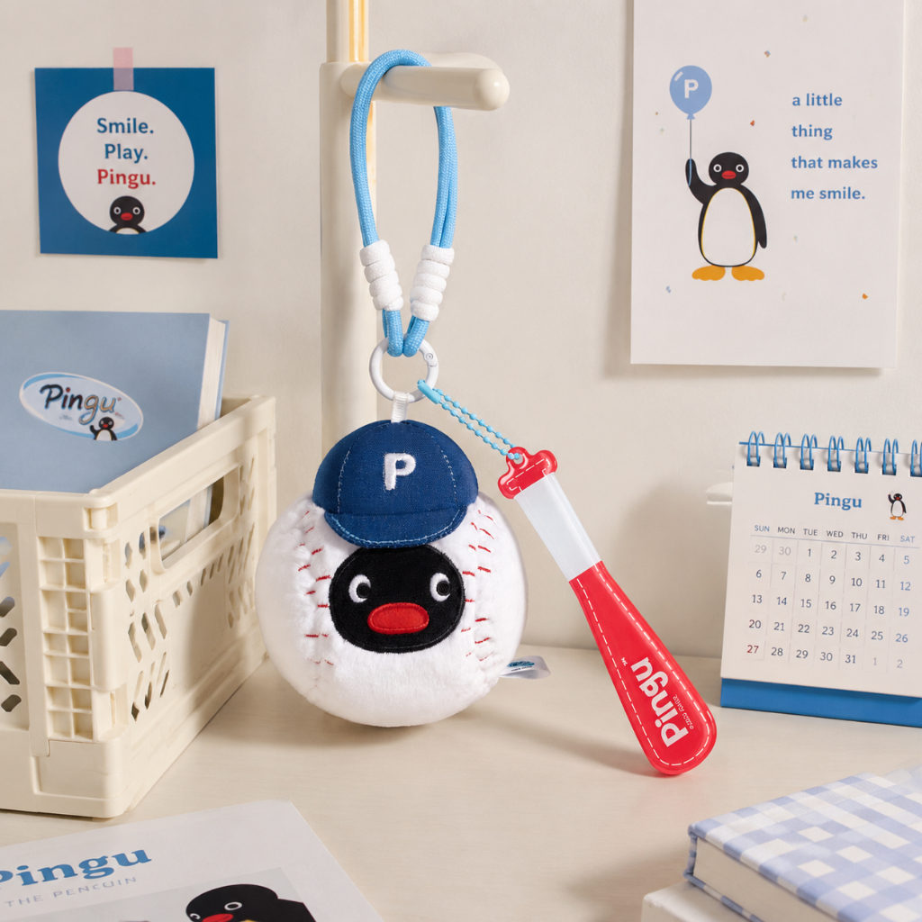 MarTUBE Pingu Plush Keychain Sports Series Pendant - Baseball เบสบอล จี้ตุ๊กตาผ้ากำมะหยี่