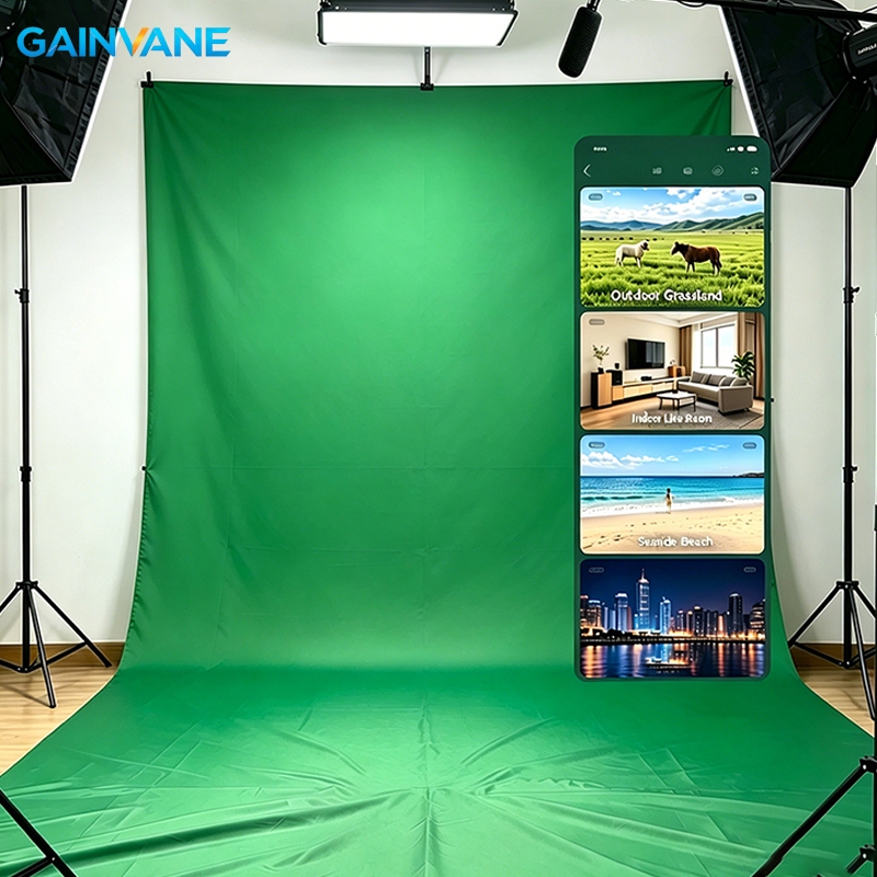GAINVANE กรีนสกรีน Green screen ฉากเขียว ผ้าเขียว ผ้าพื้นหลังสีขาวสีดำและสีเขียวเหมาะสำหรับการถ่ายภาพถ่ายวิดีโอการถ่ายทอดสด150×200ซม/200×300ซม